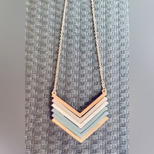 Fashion Necklace-Gold/Silver Chevron